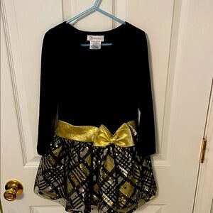 Bonnie Jean Black and Gold Plaid Dance Dress